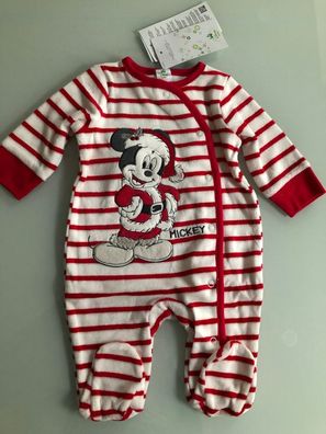 Baby Schlafanzug Mickey Mouse Bio-Baumwolle Strampler Weihnachten Nikolaus Weiß
