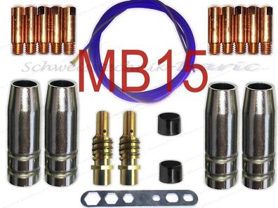 Verschleißteile Set MB15/150 Gasdüse Düsenstock MIG/ MAG 0,6-1,2 Stromdüsen MB 15