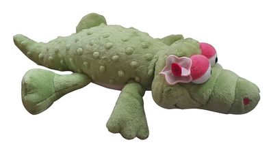 Nici Krokodil Nahla kuschelweiche Plüschfigur mit Blume, liegend, grün, 30 cm