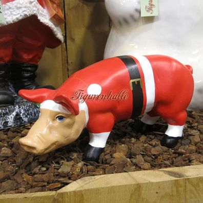 Weihnachtsmann Schwein witzig Außendekoration Advent Nikolaus Figur verkleidet
