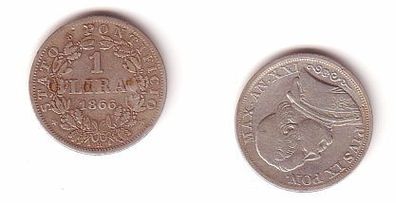 1 Lira Silber Münze Vatikan 1866 R