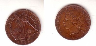 1 Cent Kupfer Münze Liberia 1906