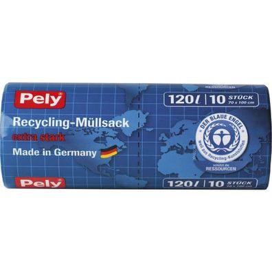 0,81 Euro pro St?ck Pely Recycling-M?llsack 120L 10 St?ck extra Stark made in G