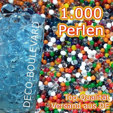 1000 Stück Wasserperlen - BLAU - Gelperle Gelmurmel Gelkugel Orbeez Aqualinos
