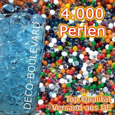 4000 Stück Wasserperlen - BLAU - Gelperle Gelmurmel Gelkugel Orbeez Aqualinos