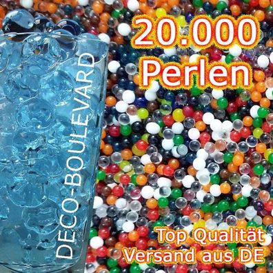 20.000 Stück Wasserperlen - BLAU - Gelperle Gelmurmel Gelkugel Orbeez Aqualinos
