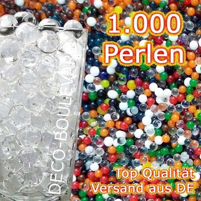 1000 Stück Wasserperlen - Transparent - Gelperle Gelmurmel Gelkugel Orbeez Aqua