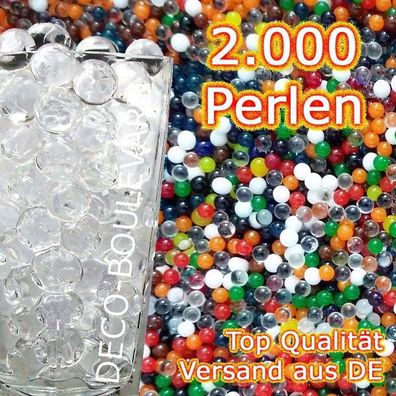 2000 Stück Wasserperlen - Transparent - Gelperle Gelmurmel Gelkugel Orbeez Aqua