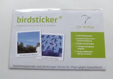 Birdsticker 5er Set Vogelschlag Aufprallschutz UV Aufkleber fast unsichtbar