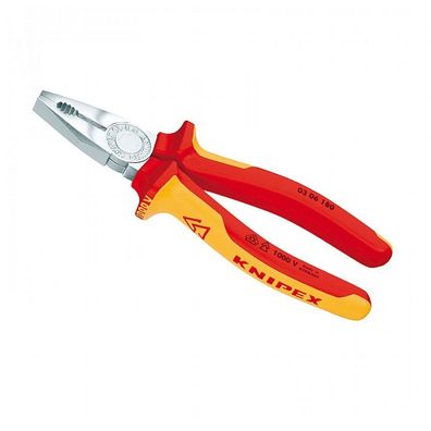 KNIPEX Kombizange verchromt isoliert MehrkomponentenHüllen 180 mm Nr 0306180