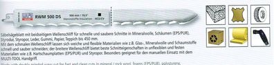 1 Säbelsägeblatt 500mm mit Wellenschliff beidseitig , für Dämmstoff, Gummi