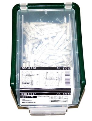 175 Dübel 6mm + 175 Schrauben , in Stapelbox , Dübelbox
