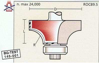 Abrundfräser R 1,6 x D 19,2 x Schaft 8mm, mit Anlauflager