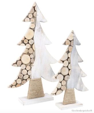 Winter Tannen Holz Baumscheiben Natur Dekoration Weihnachten Advent - 2 Stück im Set