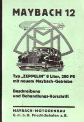 Bedienungsanleitung Maybach Zeppelin, Auto, Oldtimer