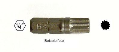 Bit Vielzahn (XZN) M10 x 25 mit Schaft 1/4" , S2-Stahl