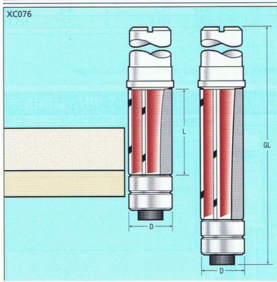 Bündigfräser D 12,7 x SL 19 x Schaft 12mm mit Lager, für Corian