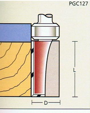 Bündigfräser D 19 x SL 25 x Schaft 12mm , Lager Schaftseitig