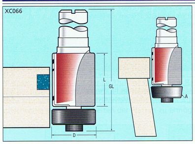 Bündigfräser D 6,35 x SL 19 x Schaft 12mm mit Lager, für Corian