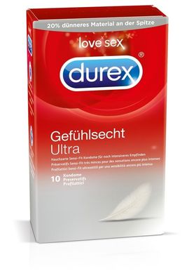 Durex Gefühlsecht Ultra 10 Stück Kondome dünnere Spitze Marke