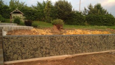 Steinmauer, Gabionenmauer, Drahtkörbe, Maschung 10x10 cm, div. Längen, 1 Meter hoch