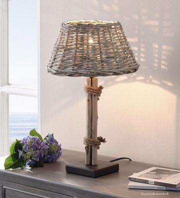 Tischlampe Treibholz Lampe "Strandhuus" Vollweide H.47 Ø 30 cm