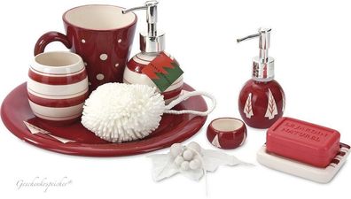 Winterzeit Weihnachten Rot Teller Tasse Becher Seife Schwamm 9 Teile im Set * Aktion