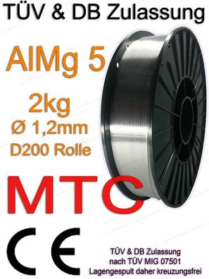 AlMg5 3.3556 Alu Aluminium Schweißdraht 1,2mm 2 kg MARKE MTC Welding Wire Draht