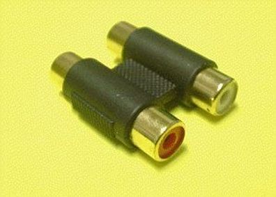 Cinch-Adapter 2x Buchse Doppelkupplung Audio Doppel Kupplung Verbinder vergoldet