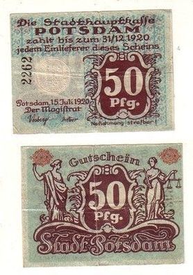 50 Pfennig Banknote Notgeld Stadthauptkasse Potsdam 1920