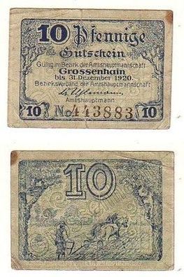 10 Pfennig Banknote Notgeld Amtshauptmannschaft Großenhain 1920