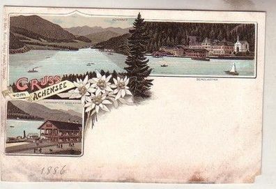 59668 Ak Lithographie Gruss aus Achensee mit Scholastika um 1900