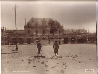 106488 großes Original Propaganda Foto "Douai Ruine des Bahnhof" 1. Weltkrieg