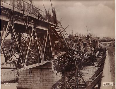 106586 großes Original Propaganda Foto "Vernichtete Isonzobrücke" 1. Weltkrieg
