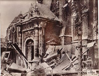 106578 großes Original Propaganda Foto "Kathedrale von Bailleul" 1. Weltkrieg