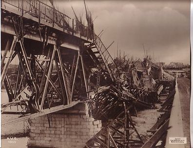 106427 großes Original Propagandafoto "Vernichtete Isonzobrücke" 1. Weltkrieg