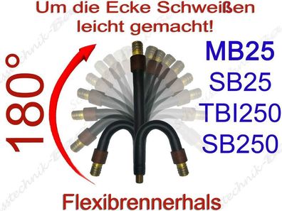 Flexibler Brennerhals MB25 TBI 250 SH25 FX/ AK Brennerkörper Ergoplus MIG/ MAG 25