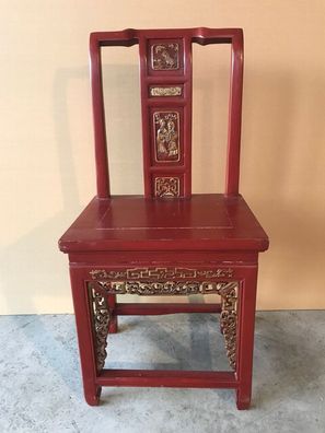 China Stuhl antik ca. 60 Jahre alt Rot Gebrauchsspuren