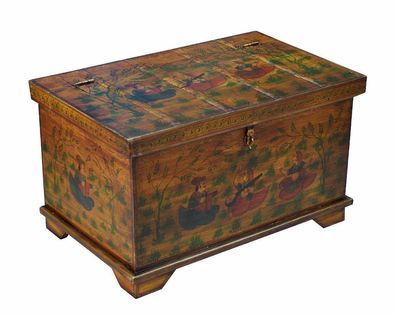 Indien kleine bemalte Truhe ideal auch als Podest, Notsitz und Blumenb