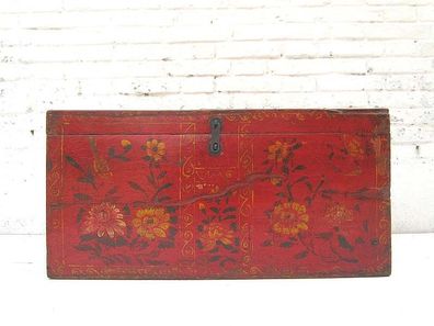 China Mongolei 1890 edle antike Hochzeitstruhe rot lackierte Pinie mit