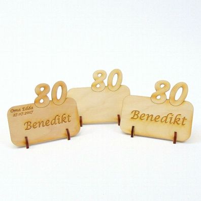 80 Geburtstag 80 Firmen Jubiläum Tischkarte Namensschild aus Holz Platzkarte