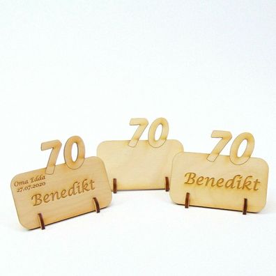 70 Geburtstag 70 Firmen Jubiläum Tischkarte Namensschild aus Holz Platzkarte