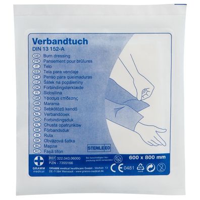 Verbandtuch steril DIN 13152-A 600 x 800 mm Wundtuch Verband-Tuch Wundverband