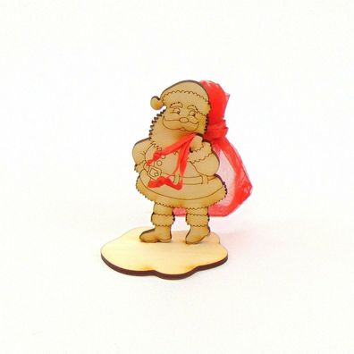 Nikolaus mit Fuß 12 cm aus Holz Geldgeschenk Advent Christmas Weihnachtsmann