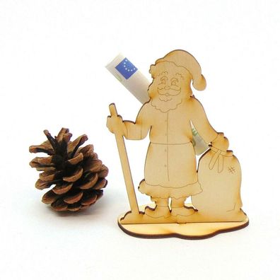 Nikolaus mit Fuß 12 cm Geldgeschenk aus Holz Advent Christmas Weihnachtsmann