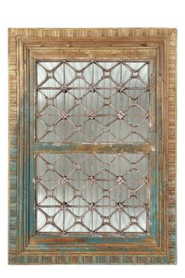 Indisches Jali Fenster mit Gitter- und Spiegelelementen