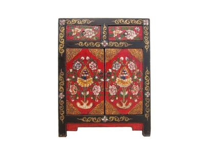 Tibet merhfarbig bemalt Kommode 120 Jahre