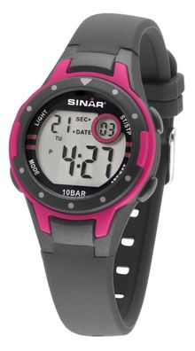SINAR Jugenduhr Kinder Armbanduhr Digital Quarz Silikon XE-52-8 pink grau