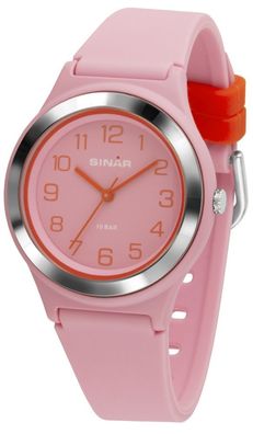 SINAR Jugenduhr Armbanduhr Analog Quarz Mädchen Silikonband XB-48-9 rosa orange