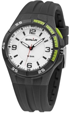 SINAR Jugenduhr Armbanduhr Analog Quarz Silikonband XB-38-1 schwarz / grün